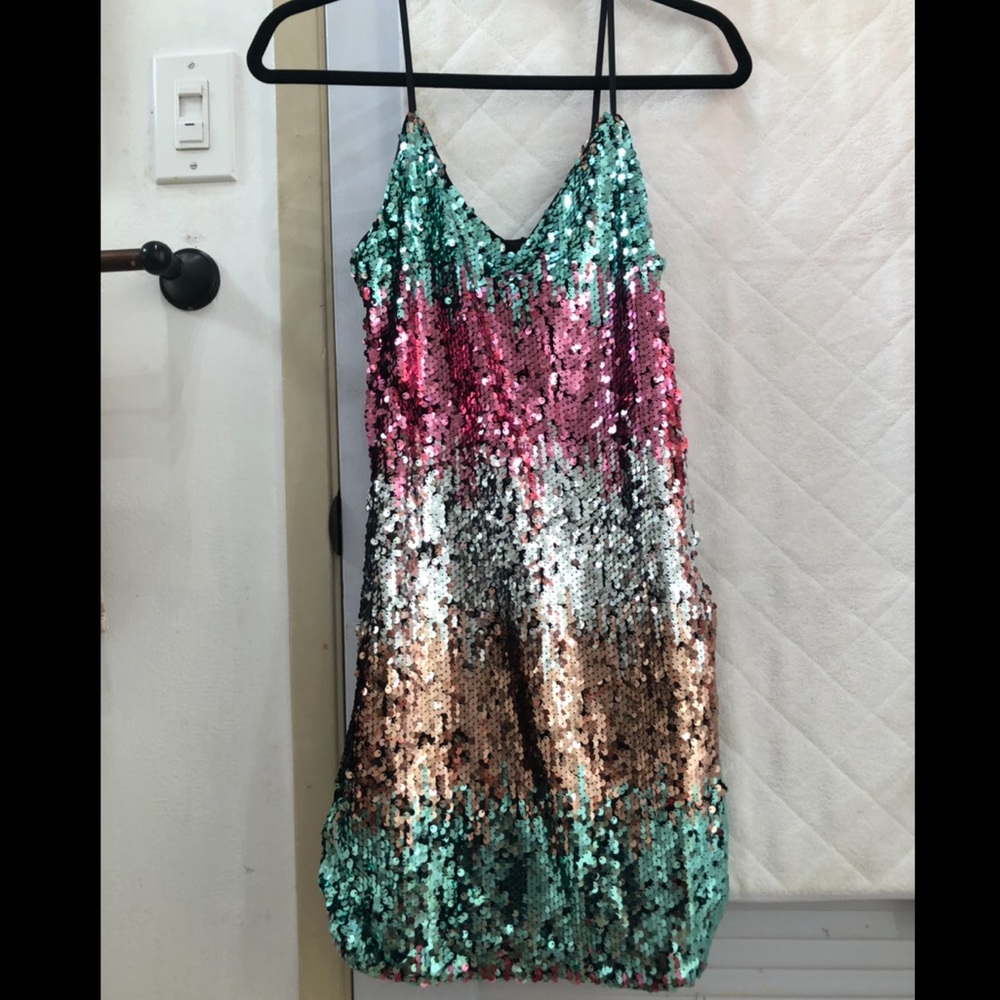 Express Sequin Multi-Color Dress - Picture 4 of 6